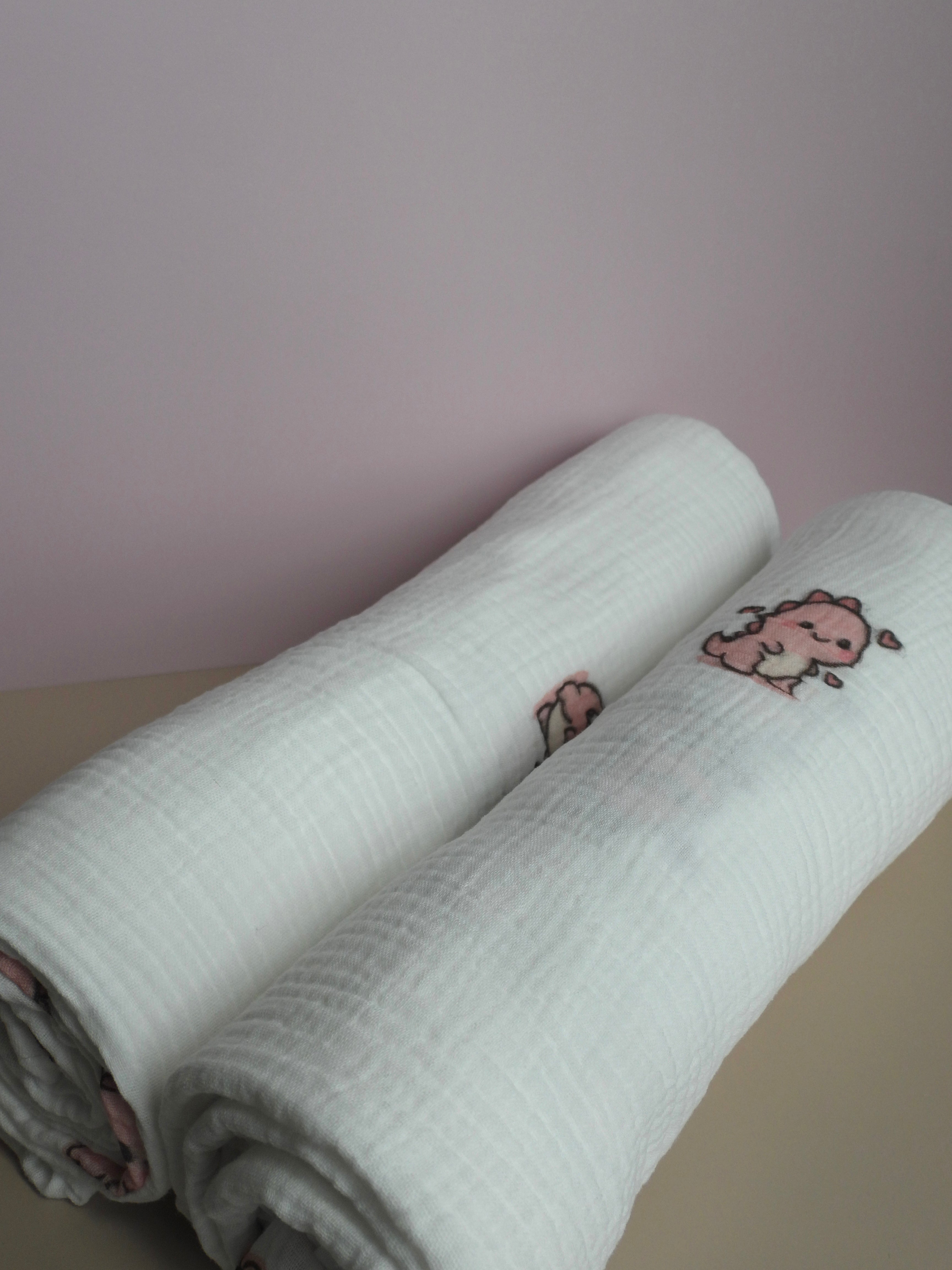 Pink Dino Organic Cotton Swaddle - 2 Pack