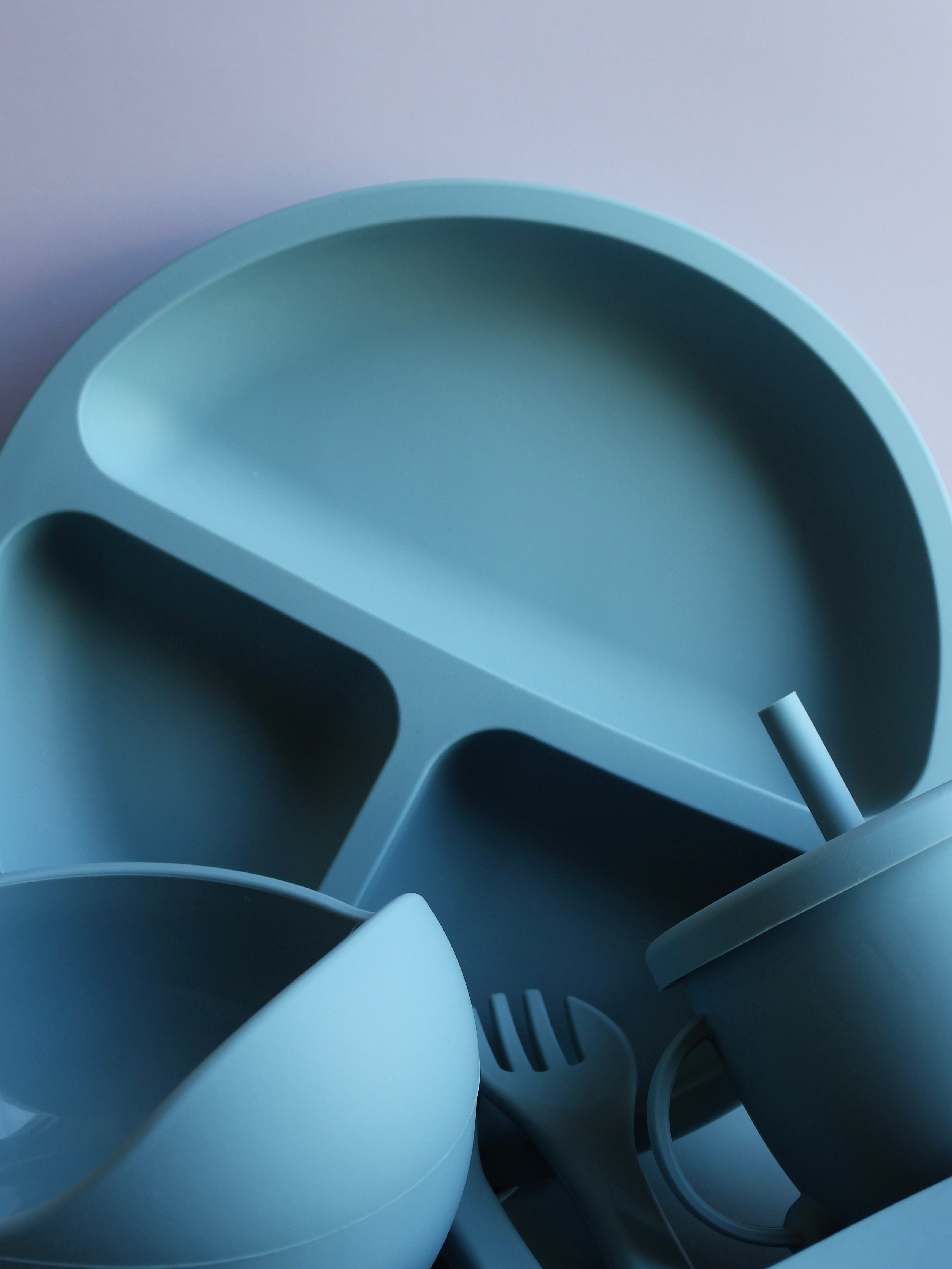 Silicone Baby Feeding Set - Round Plate With Suction