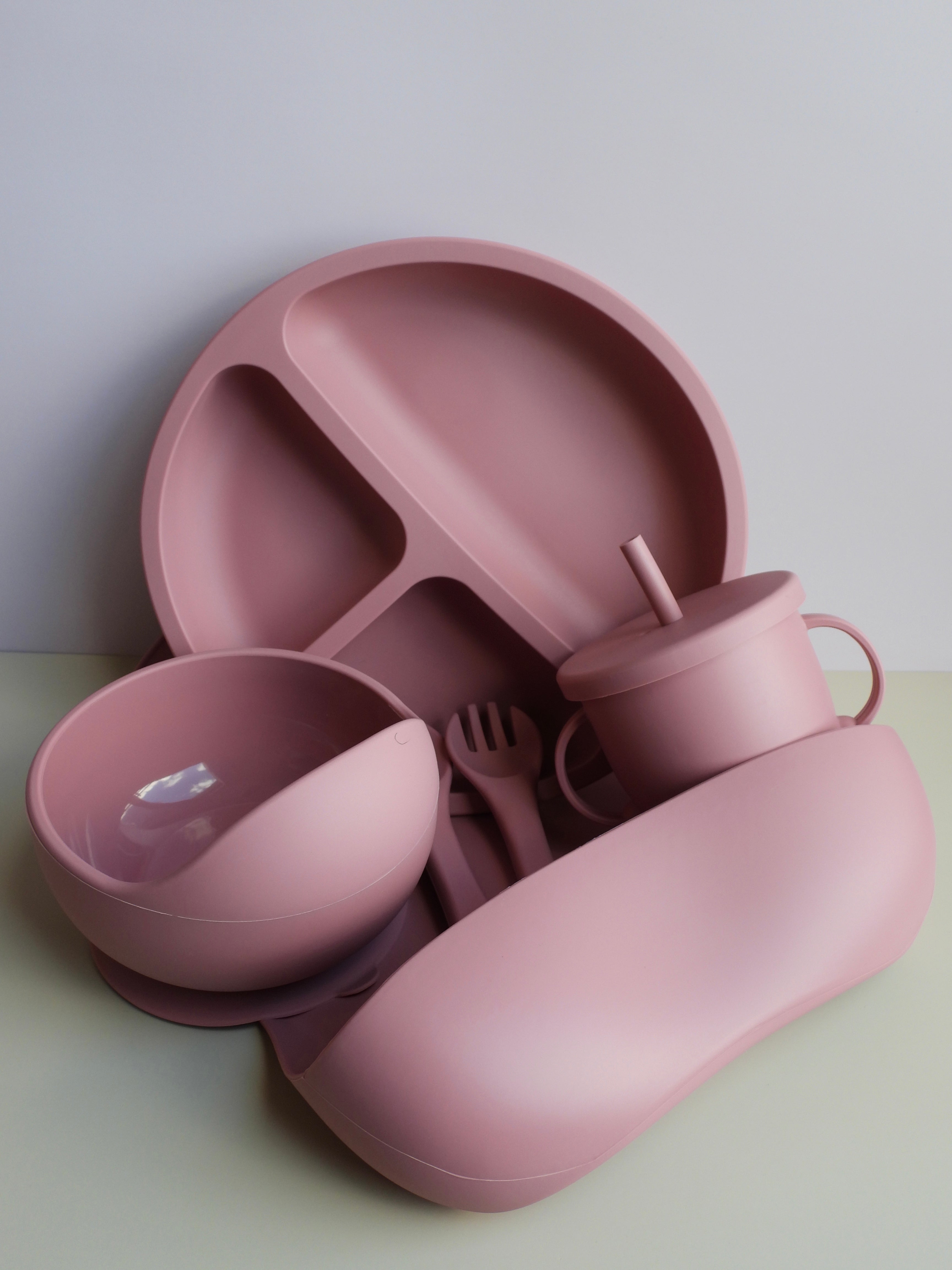 Silicone Baby Feeding Set - Round Plate With Suction