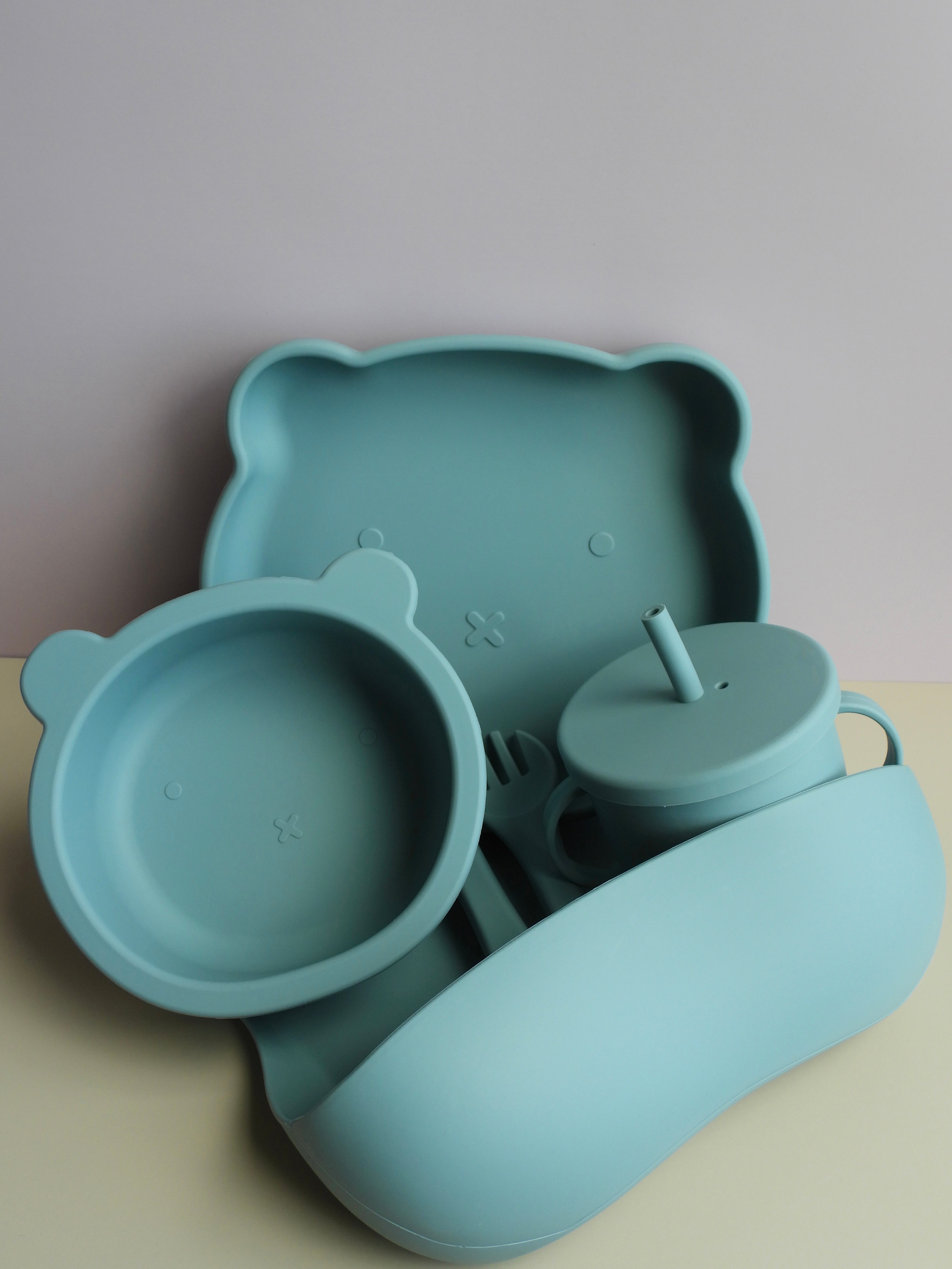 Silicone Baby Feeding Set - Bear Plate With Suction