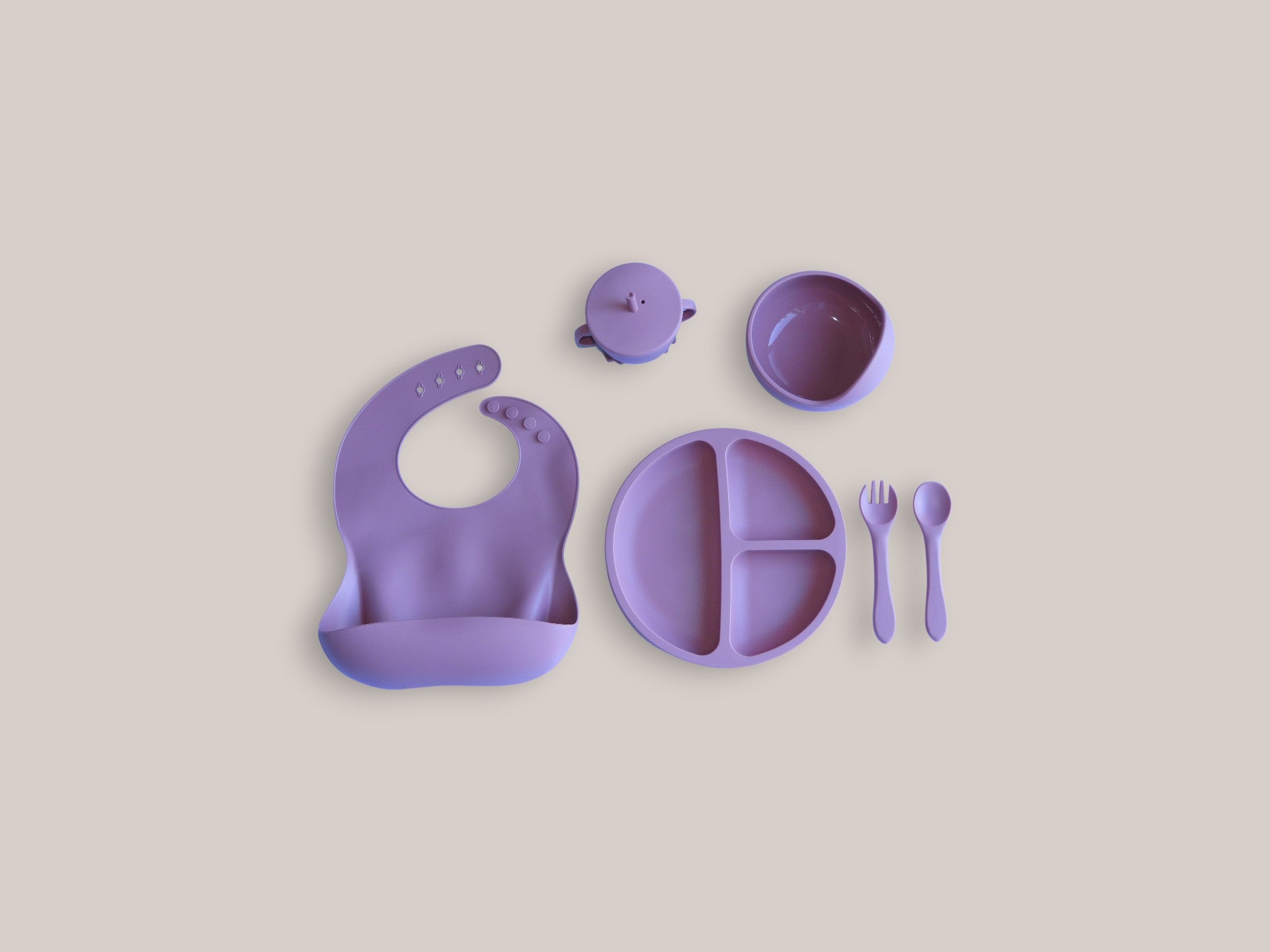 Silicone Baby Feeding Set - Round Plate With Suction