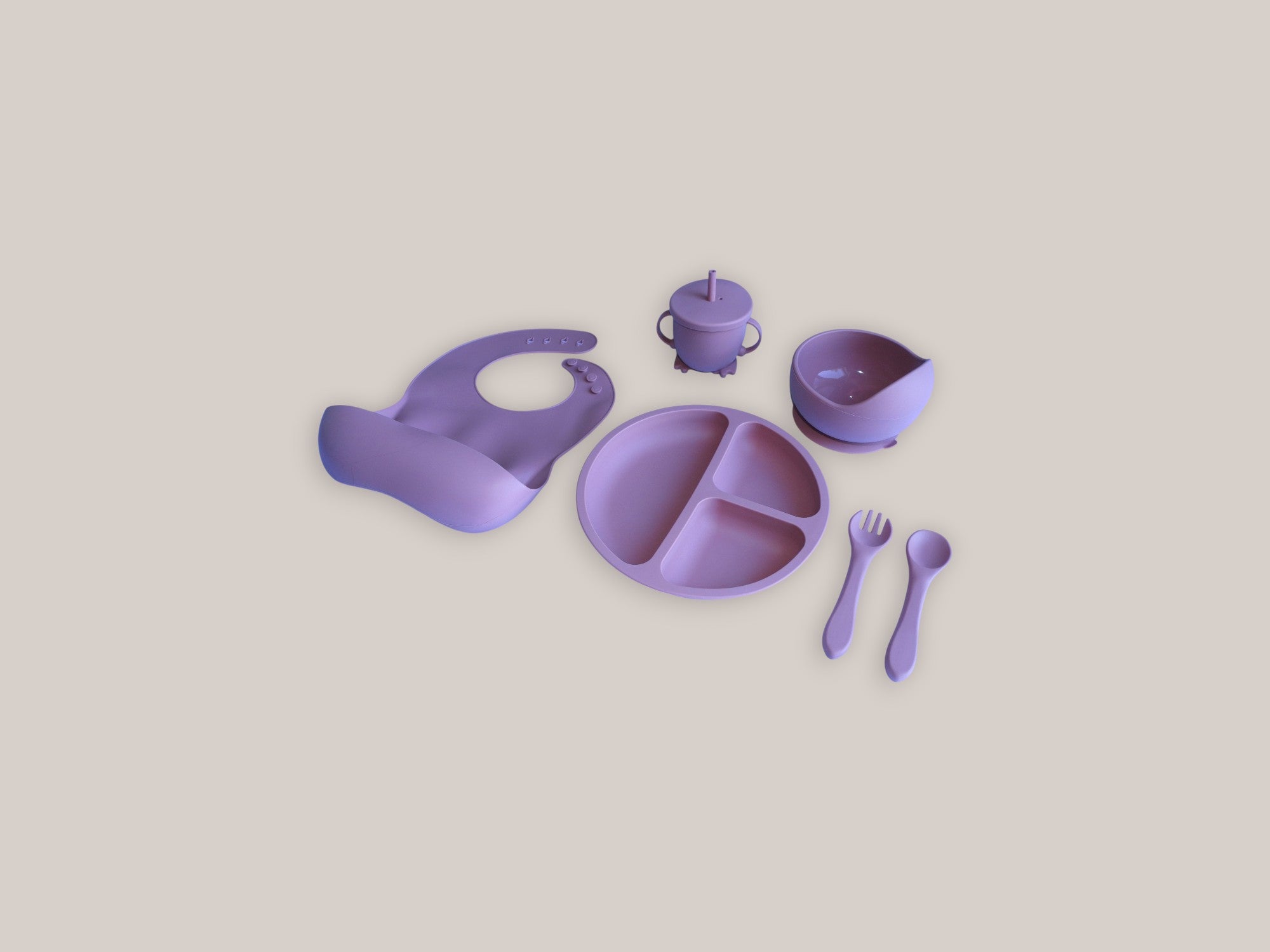 Silicone Baby Feeding Set - Round Plate With Suction